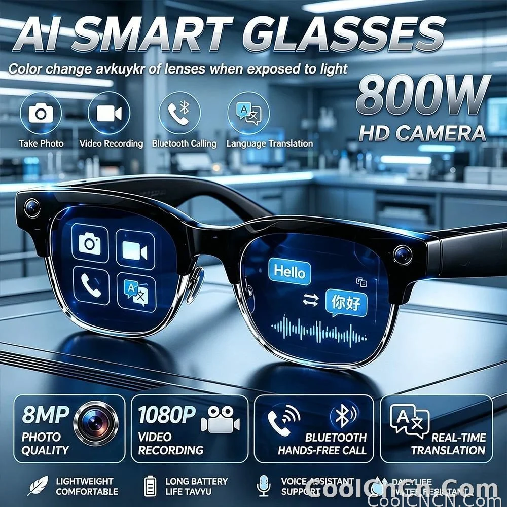 2026 New 800W Pixel Camera Smart AI Glasses Anti-shake Video Record ChatGP WIFI Translation Call Waterproof 32GB Sunglasses Men