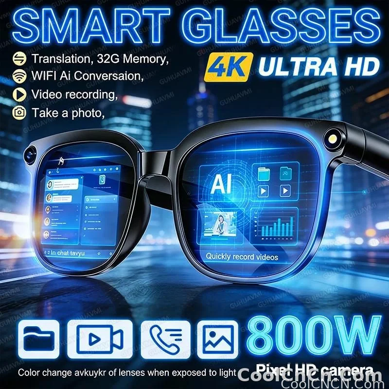 2026 Smart AI Glasses Men New 4K HD 800W pixel Camera 32GB Memory 120+ Translation ChatGPT Music Shoot Photos &Video Sunglasses