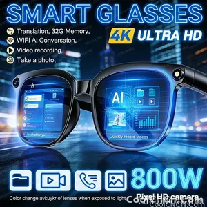 2026 Smart AI Glasses Men New 4K HD 800W pixel Camera 32GB Memory 120+ Translation ChatGPT Music Shoot Photos &Video Sunglasses - view 1