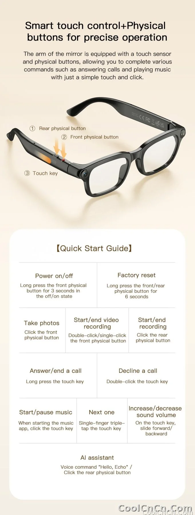 2026 New 800W Pixel Camera 1080P Video Recording Smart Glasses Men AI Voice Assistant Music Player Translation Sports Sunglasses - detail