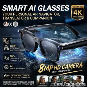 2026 New 800W Pixel Camera 1080P Video Recording Smart Glasses Men AI Voice Assistant Music Player Translation Sports Sunglasses - view 1