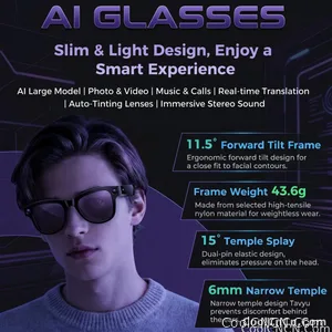 2026 New AI Video Glasses 1080P HD Camera Recorder Bluetooth Audio Voice Control Touch WiFi Sync Smart Glasses for Travel Use HD - view 5