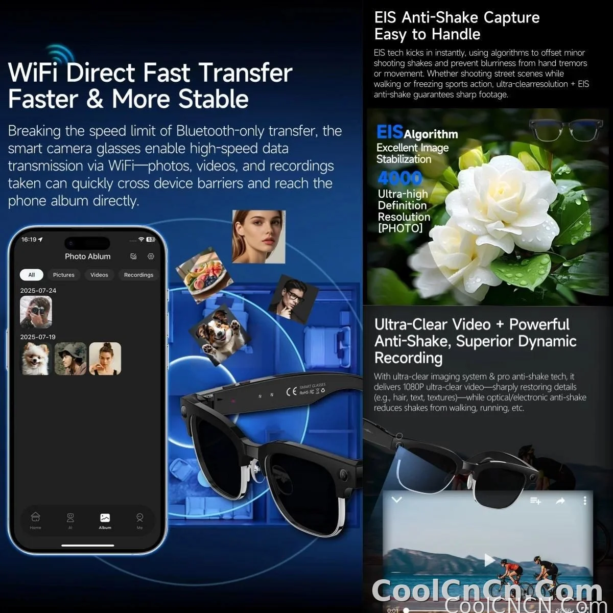 2026 New 8K HD AI Smart Glasses Men with Chat GPT 800MP Camera Bluetooth Call AI Translation Voice Assistant Control Unisex Sung - detail
