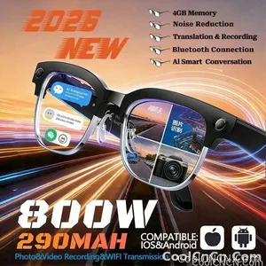 Smart Glasses 800W Camera 2026New Technologies Video Recording AI Photo Recognition Bluetooth Calls Voice Translation Sunglasses - view 1