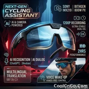 2026 New AI Sport Cycling Smart Glasses 80MP Camera 1200P HD Video Bluetooth 5.3WiFi Open Ear Riding Speaker Real-Time Translate - view 1