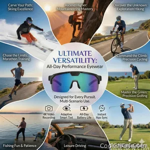 2026 New AI Sport Cycling Smart Glasses 80MP Camera 1200P HD Video Bluetooth 5.3WiFi Open Ear Riding Speaker Real-Time Translate - view 7