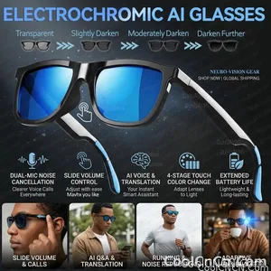 2026 New Touch Color Change Smart Glasses 100+Translation Voice Wake-Up Dual Mic Noise Reduction Bluetooth Music Audio Sunglasse - view 1