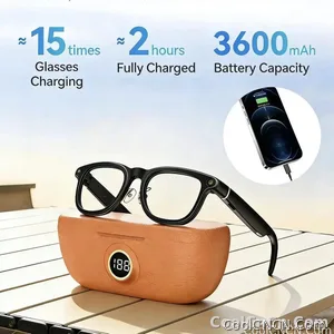 AI Smart Audio image Glasses, 3600mAh Charging Case, Hands-Free Call, Open-Ear Headphones, for Driving, Running, Daily Use - view 1