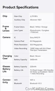 AI Smart Audio image Glasses, 3600mAh Charging Case, Hands-Free Call, Open-Ear Headphones, for Driving, Running, Daily Use - view 27
