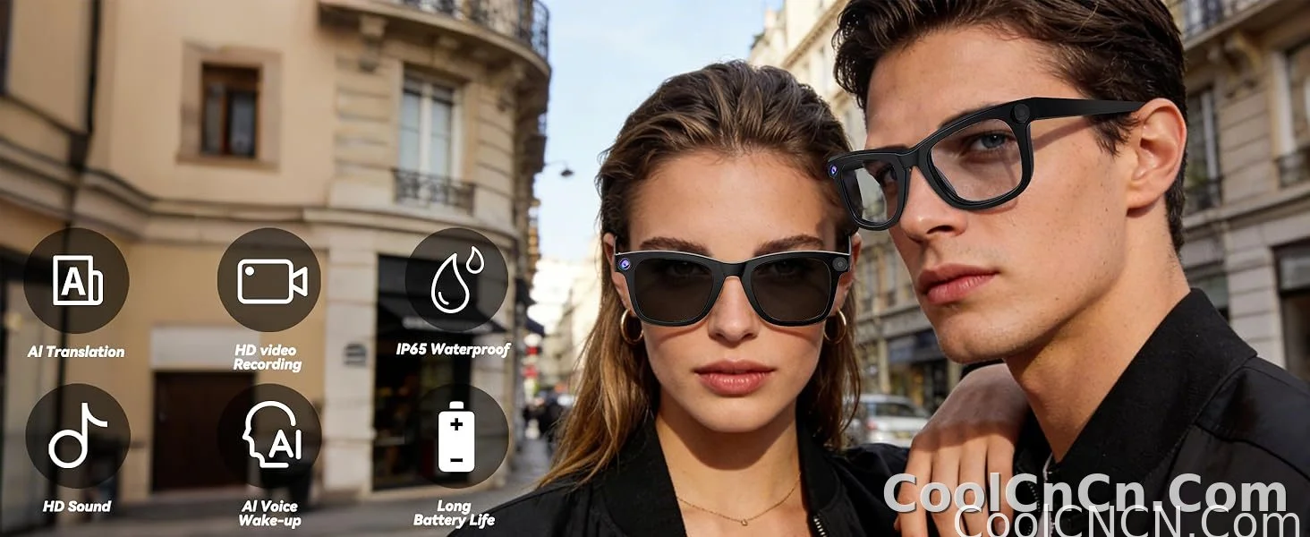 AI Smart Glasses 8MP HD Camera Sunglasses Audio AI Voice Assistant Real-Time Translation Vlog Eyeglasses for Daily Work Travel - detail