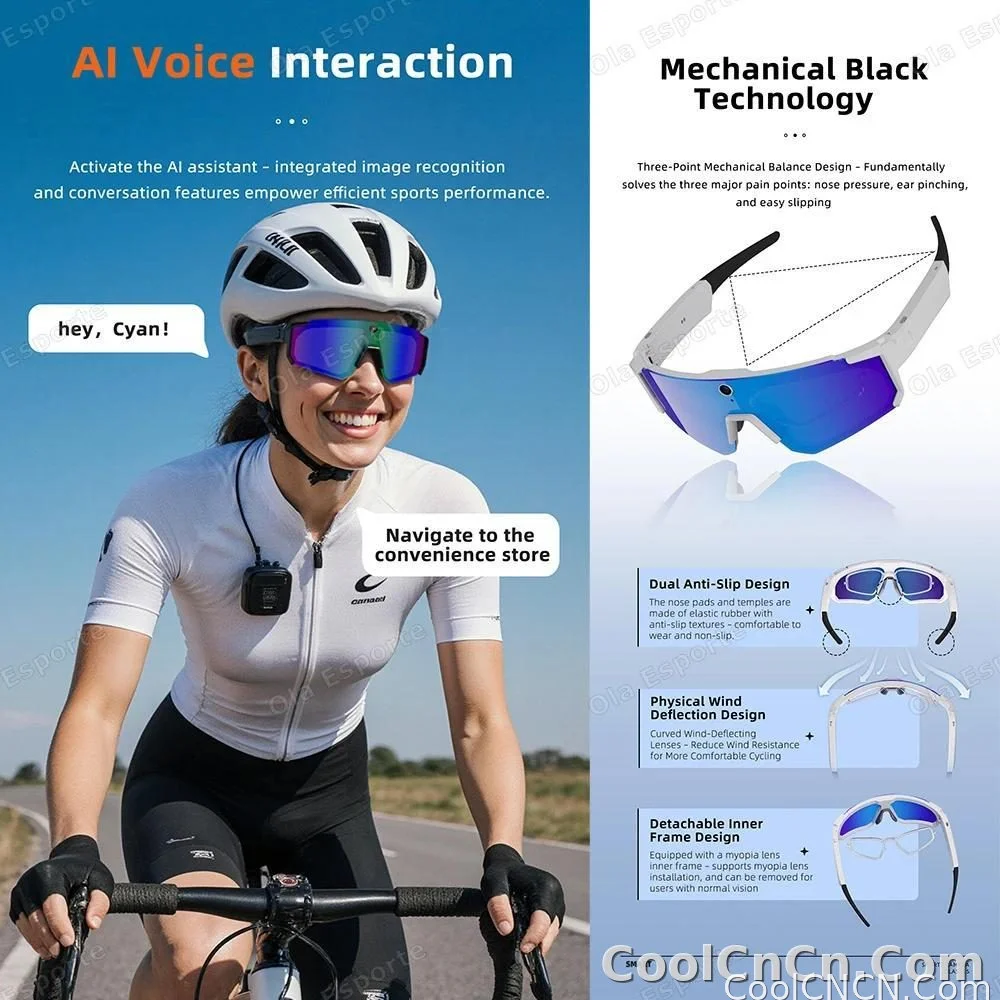 2026 New 4K HD AI Smart Cycling Glasses Men 800MP Camera Goggle BT Call AI Translation Voice Assistant Control Sunglasses Women - detail