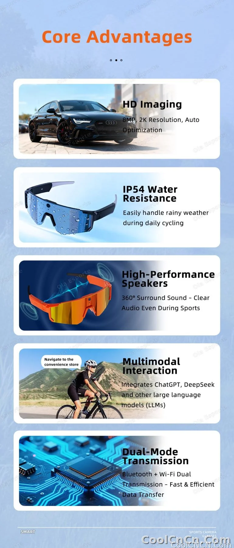 2026 New 4K HD AI Smart Cycling Glasses Men 800MP Camera Goggle BT Call AI Translation Voice Assistant Control Sunglasses Women - detail