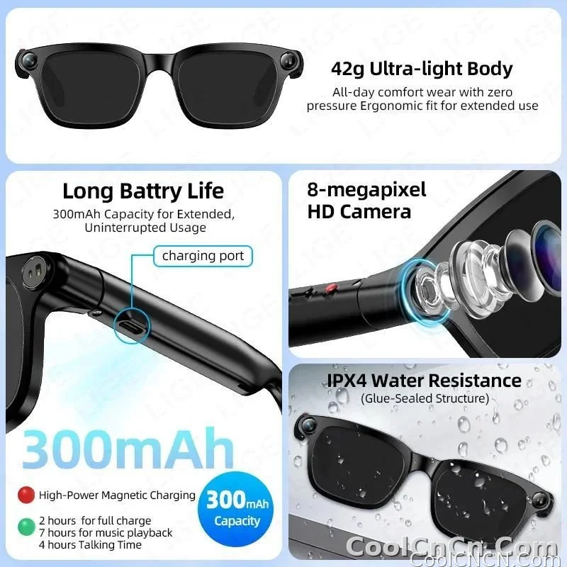 2026 New AI Smart Sunglasses 8MP HD Camera Glasses 1080P Video Recording Translation Call Waterproof Bluetooth Eyewear Men Women - detail