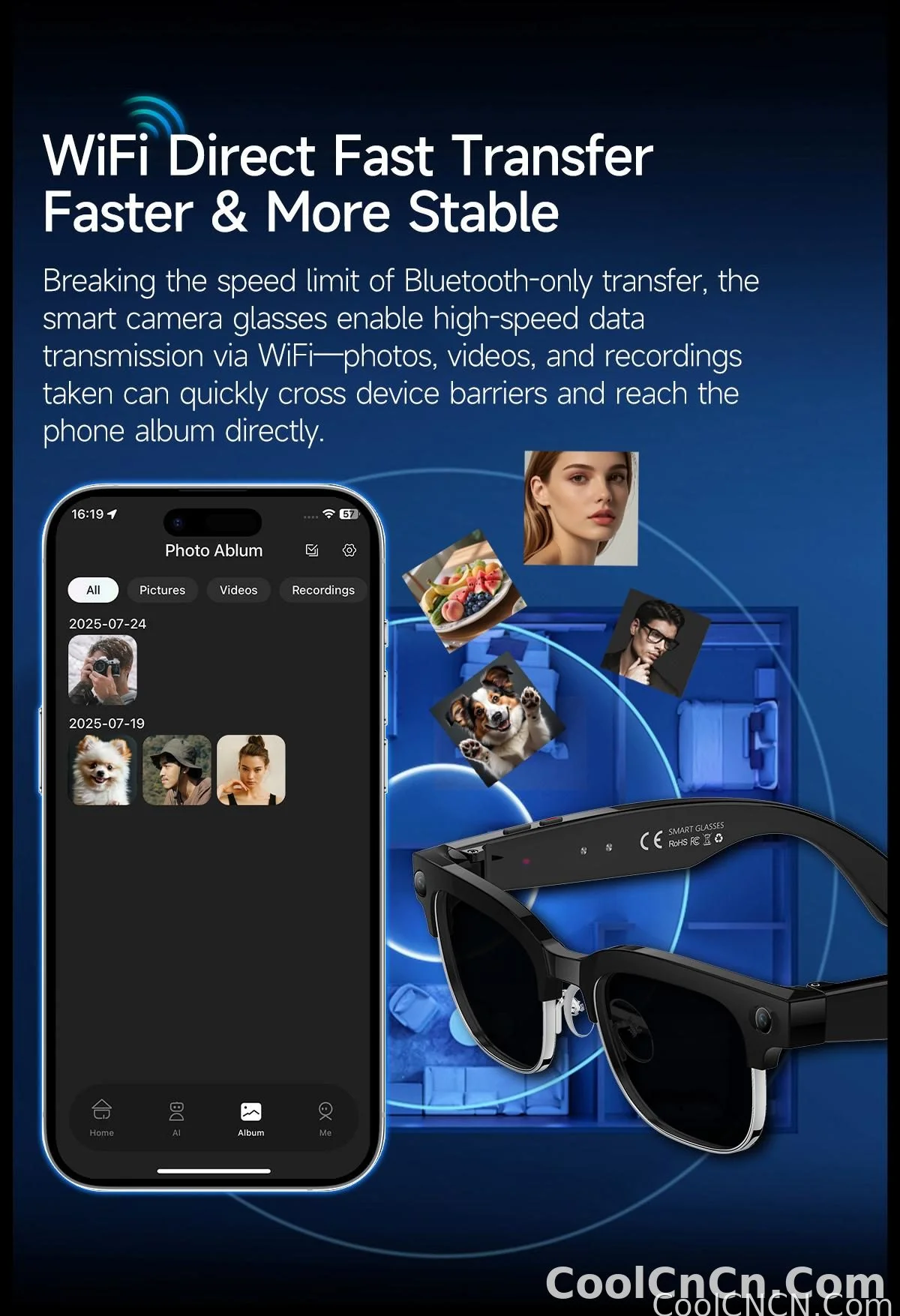 AI Smart Glasses Translation 800W Pixel Camera Video Music Player Call Business 8K Sunglasses Glasses Men For Travel Work 2026 - detail