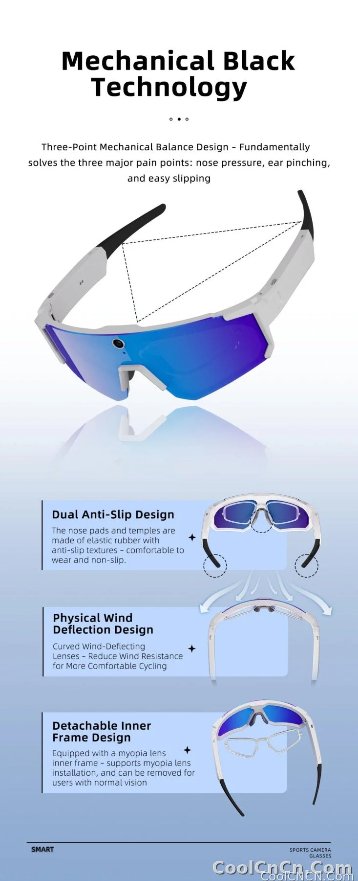 2026 New AI smart shooting&recording glasses with 800W camera, HD anti-shake bicycle riding shooting artifact, windproof goggles - detail