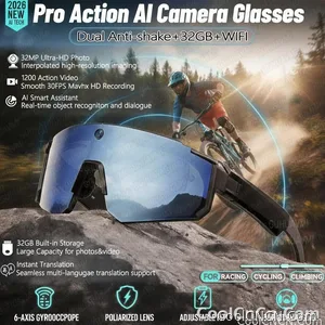 2026 New AI smart shooting&recording glasses with 800W camera, HD anti-shake bicycle riding shooting artifact, windproof goggles - view 1