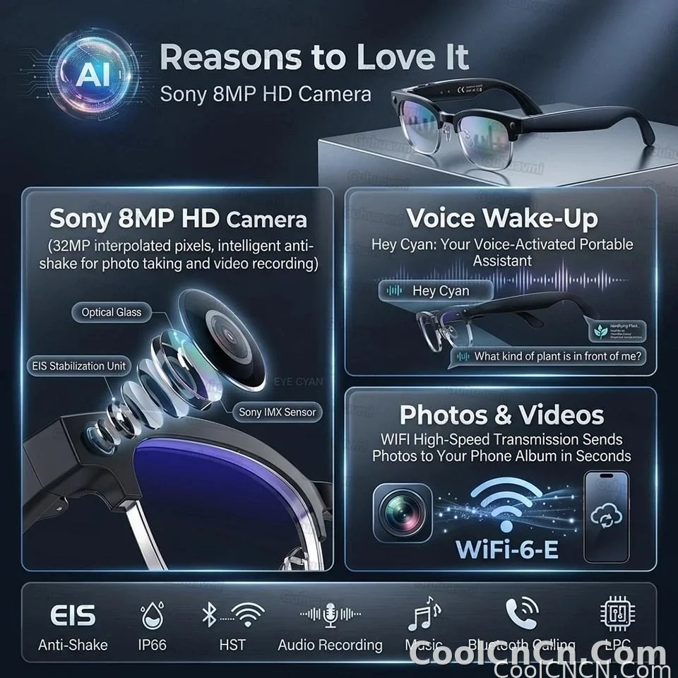 4K 800W HD Camera AI Smart Glasses 2026 ChatGPT Record Video Languages Translation Music Player Sunglasses Glasses With Camera - detail