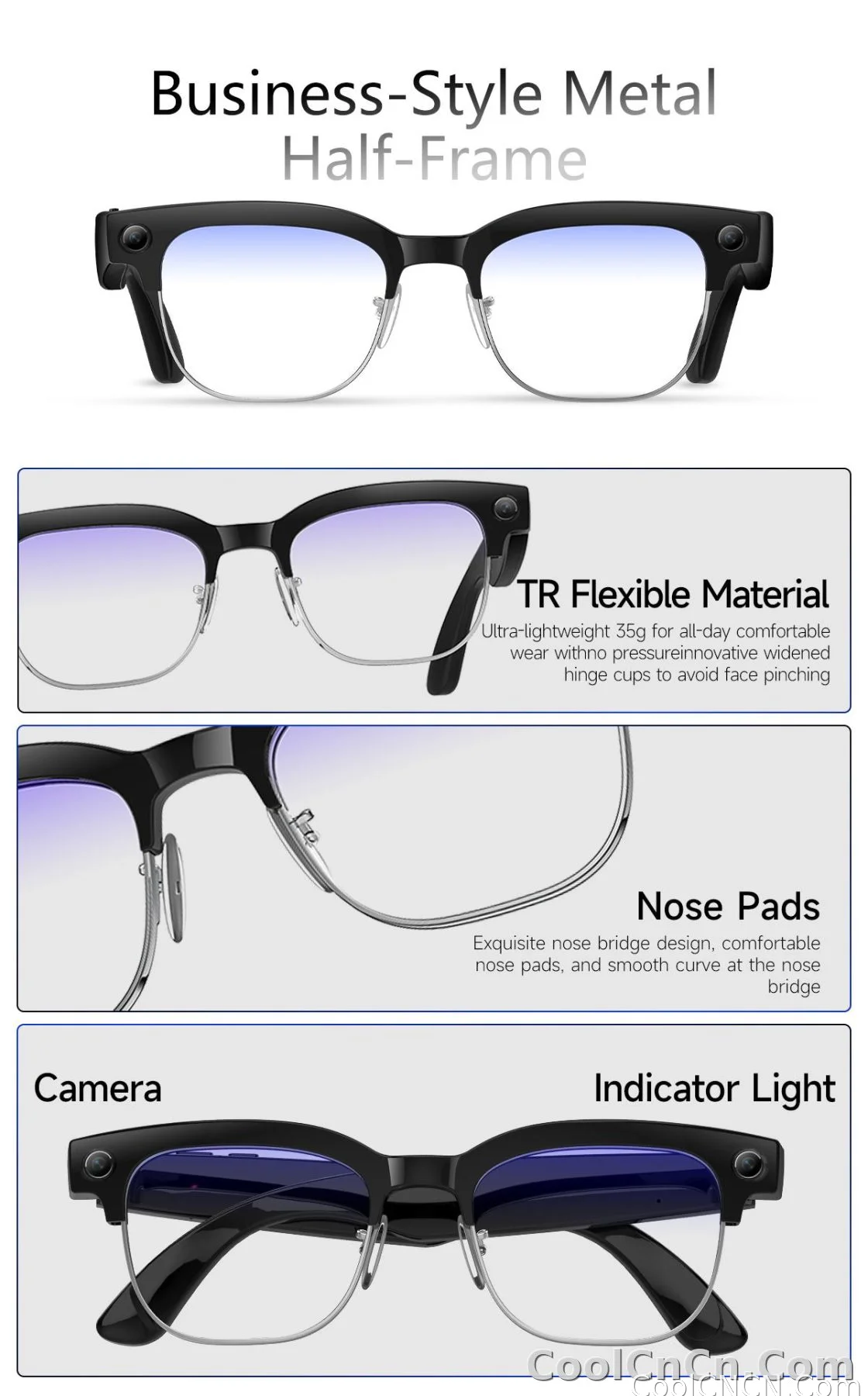 4K 800W HD Camera AI Smart Glasses 2026 ChatGPT Record Video Languages Translation Music Player Sunglasses Glasses With Camera - detail