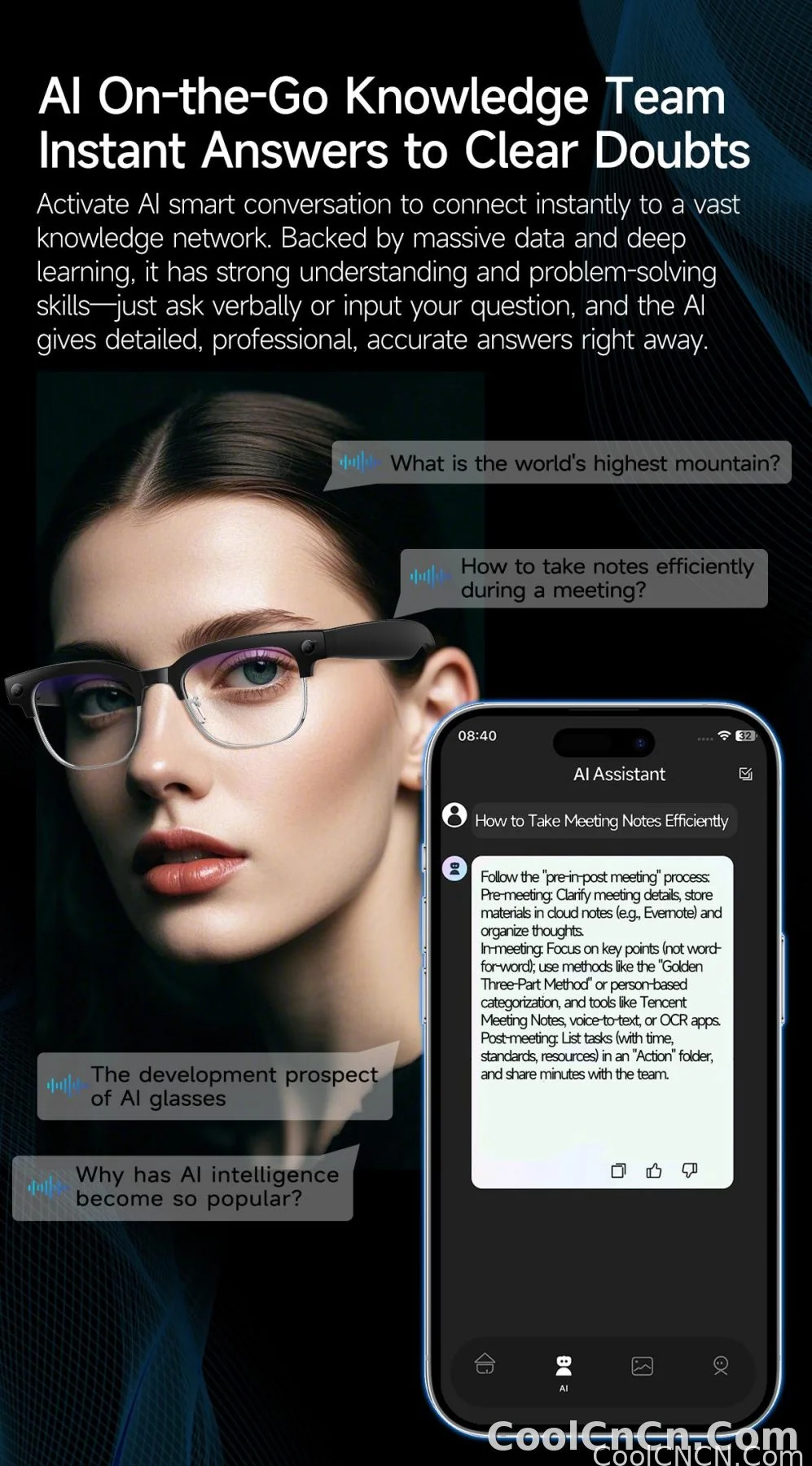 4K 800W HD Camera AI Smart Glasses 2026 ChatGPT Record Video Languages Translation Music Player Sunglasses Glasses With Camera - detail