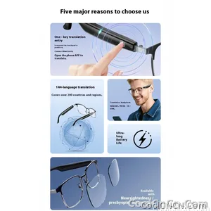 AI Glasses For Men languages Real Time Translation Wireless Bluetooth Touch Call Meeting Sports Music Smart Glasses - view 10