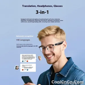 AI Glasses For Men languages Real Time Translation Wireless Bluetooth Touch Call Meeting Sports Music Smart Glasses - view 20
