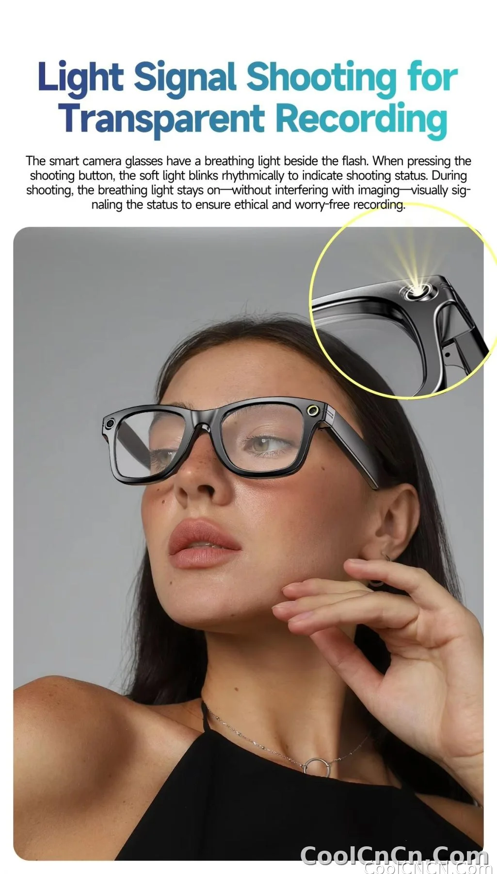 W610 AI Smart Glasses with Video Camera 800W Outdoor Sunglasses Wi-Fi Transfer BT Calling Audio Record Smart Wearable Headset - detail