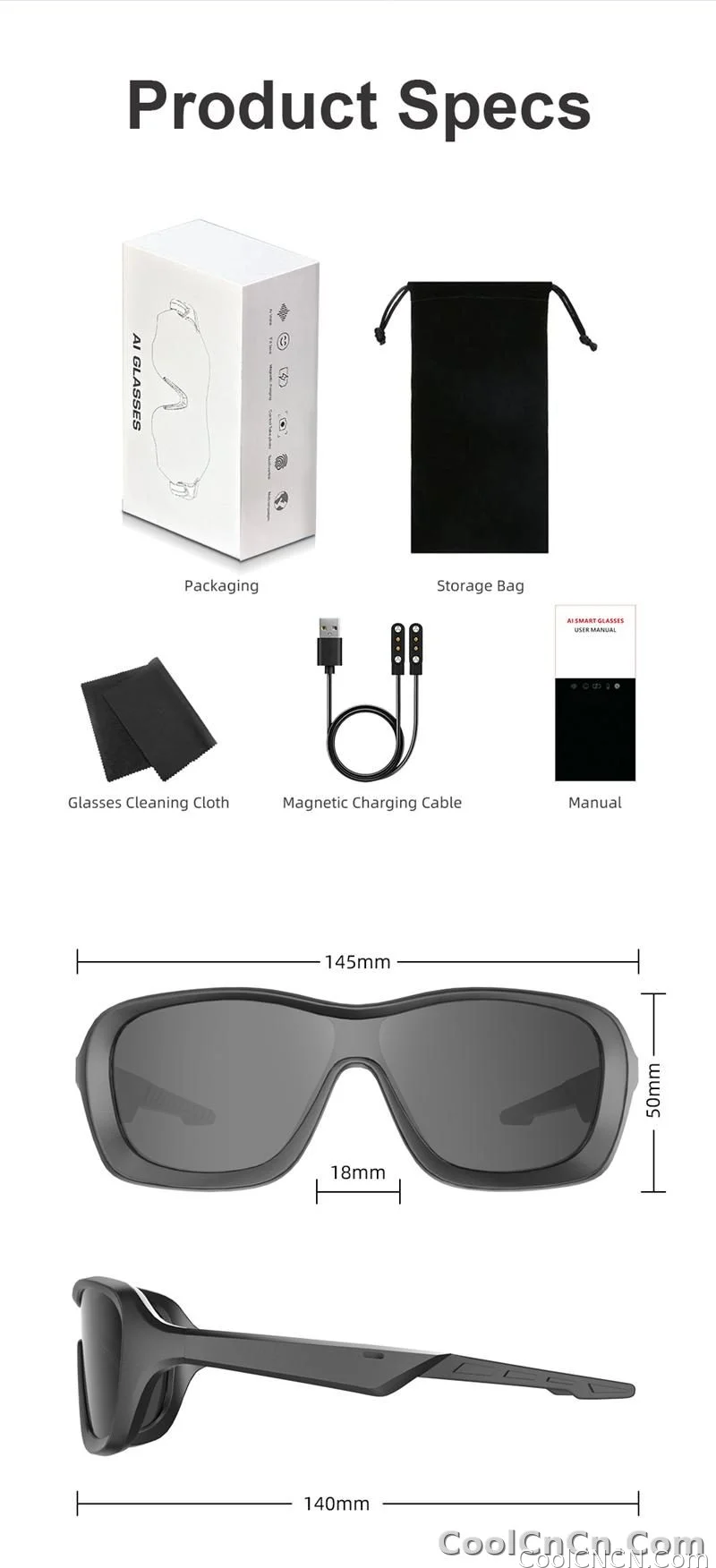 AI Smart Glasses Voice Translation Audio Sunglasses Outdoor UV Protection Ski Goggles Listen to Music Make Calls 2026 New - detail