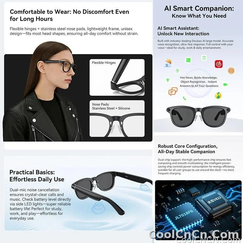 2026 Ultra AI Smart Glasses 1200P Camera ChatGPT Voice Assistant 32GB Storage Real-time Translation Bluetooth Music Sunglasses - detail