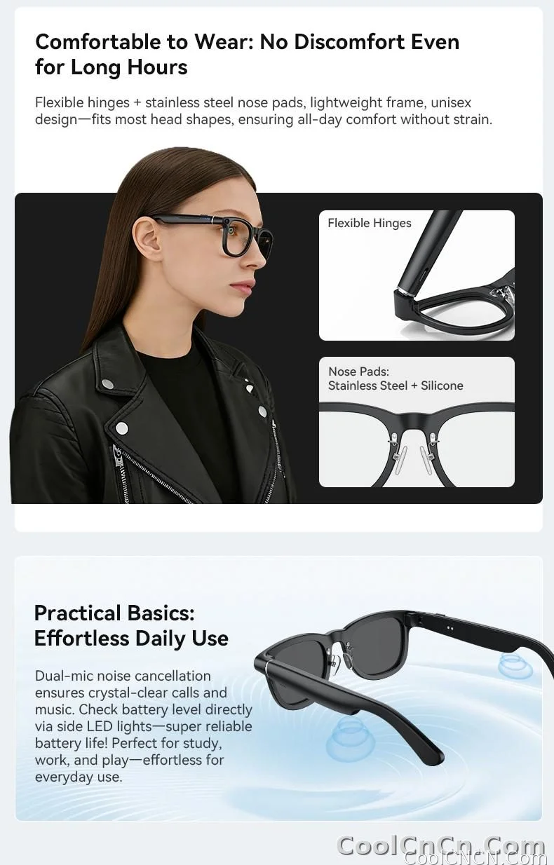 2026 Ultra AI Smart Glasses 1200P Camera ChatGPT Voice Assistant 32GB Storage Real-time Translation Bluetooth Music Sunglasses - detail