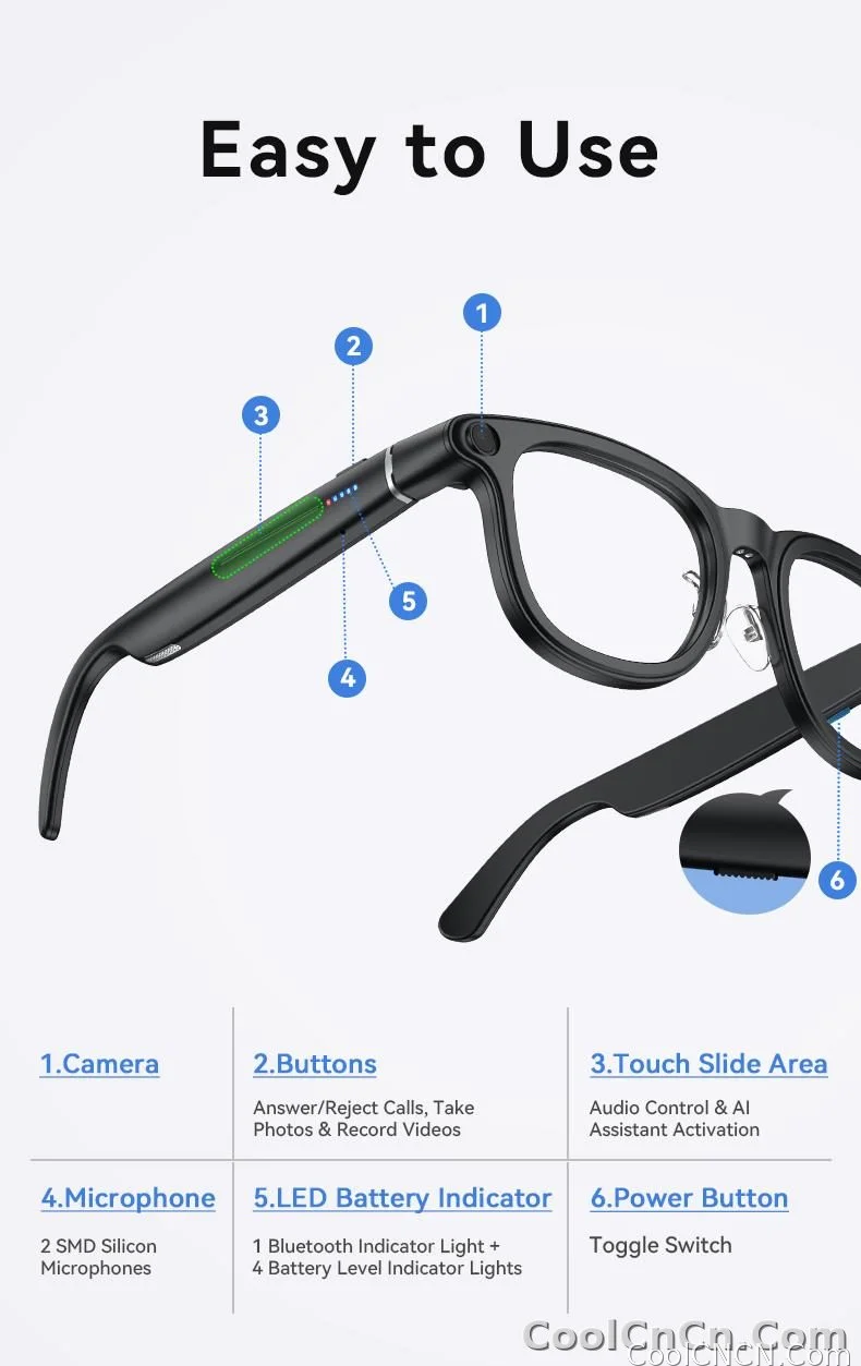 2026 Ultra AI Smart Glasses 1200P Camera ChatGPT Voice Assistant 32GB Storage Real-time Translation Bluetooth Music Sunglasses - detail