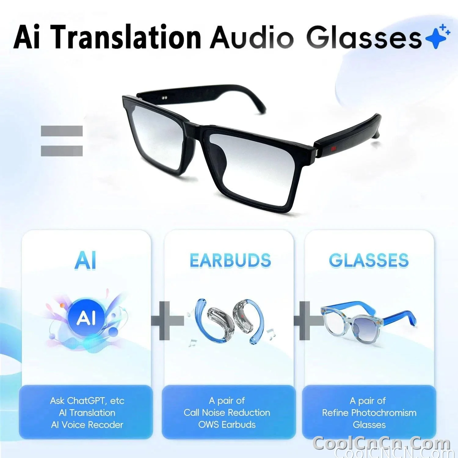 Smart Audio Glasses with Real-Time Translation Hi-Fi Music Playback Noise-Cancelling Voice Calls And Photochromic Lenses - detail