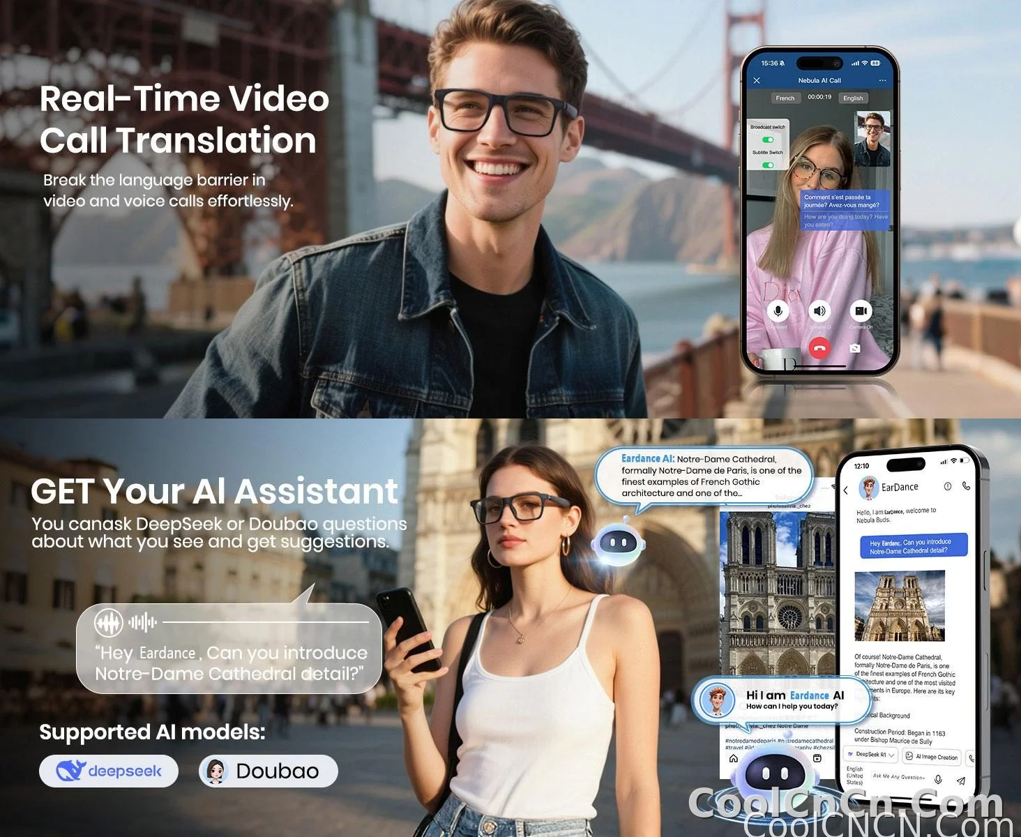 Smart Audio Glasses with Real-Time Translation Hi-Fi Music Playback Noise-Cancelling Voice Calls And Photochromic Lenses - detail