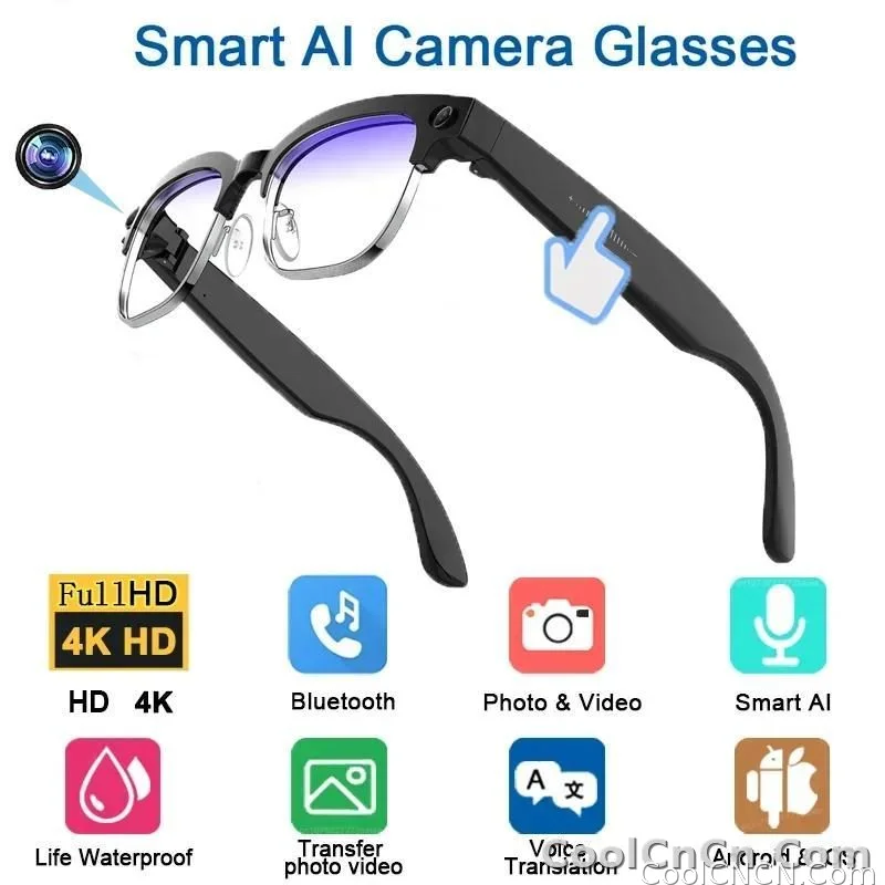 With Camera AI 4K Glasses New Upgrade 800W HD Video Recording AI Photo Recognition Translation Bluetooth Call Voice Sunglasses - detail
