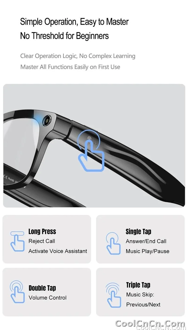 With Camera AI 4K Glasses New Upgrade 800W HD Video Recording AI Photo Recognition Translation Bluetooth Call Voice Sunglasses - detail