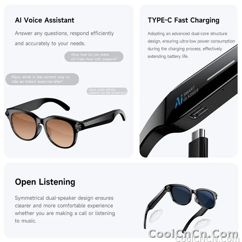 2026 New Smart Glasses Listening To Music Open Listening AI Translation AI Voice Assistant AI Image Recognition Smart Glasses - detail
