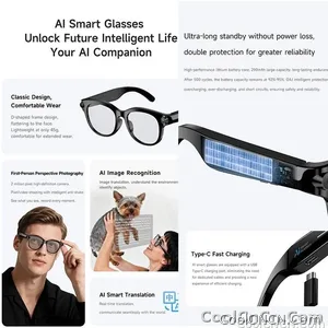 2026 New Smart Glasses Listening To Music Open Listening AI Translation AI Voice Assistant AI Image Recognition Smart Glasses - view 6