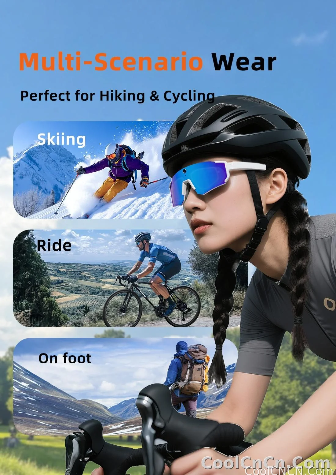 New AI Sports Smart Glasses 8MP Camera 2026 Outdoor Cycling Headphones Touch Control Windproof Bluetooth Translation Sunglasses - detail