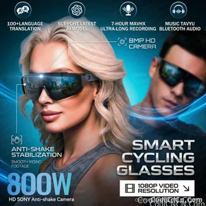 New AI Sports Smart Glasses 8MP Camera 2026 Outdoor Cycling Headphones Touch Control Windproof Bluetooth Translation Sunglasses - view 1
