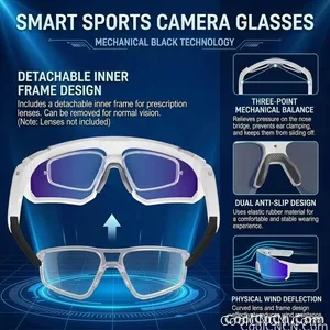 New AI Sports Smart Glasses 8MP Camera 2026 Outdoor Cycling Headphones Touch Control Windproof Bluetooth Translation Sunglasses - view 7