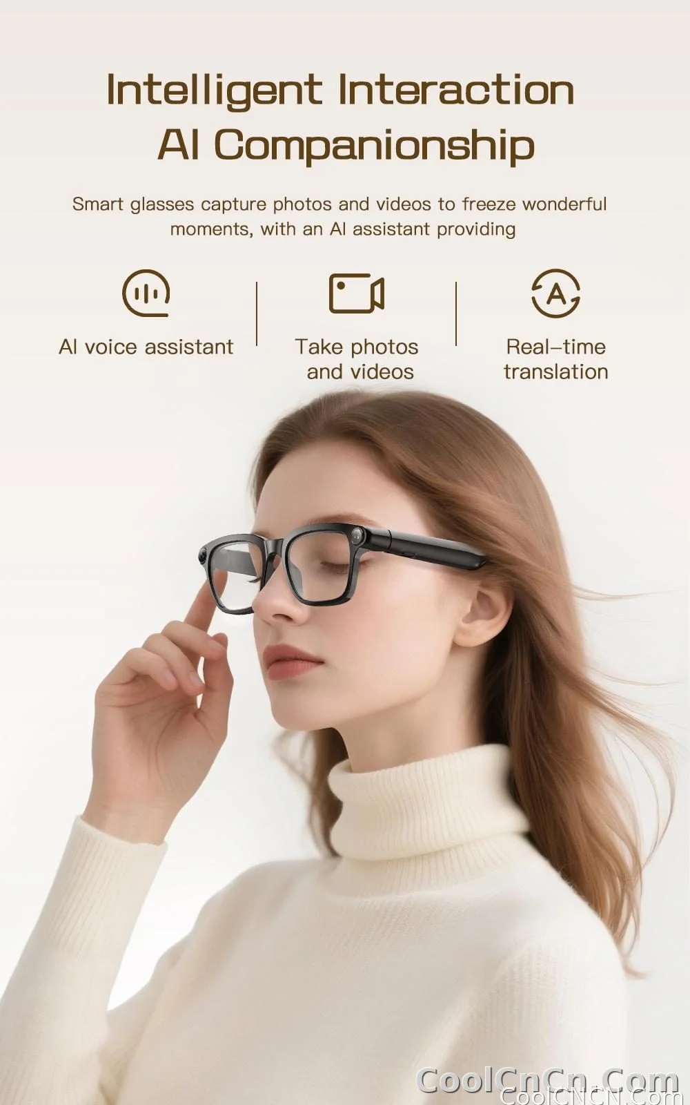 New Business Sports Smart Glasses Men 8MP Anti-shake Camera 100+Language Translation ChatGPT AI Assistant Video POV AI Sunglass - detail