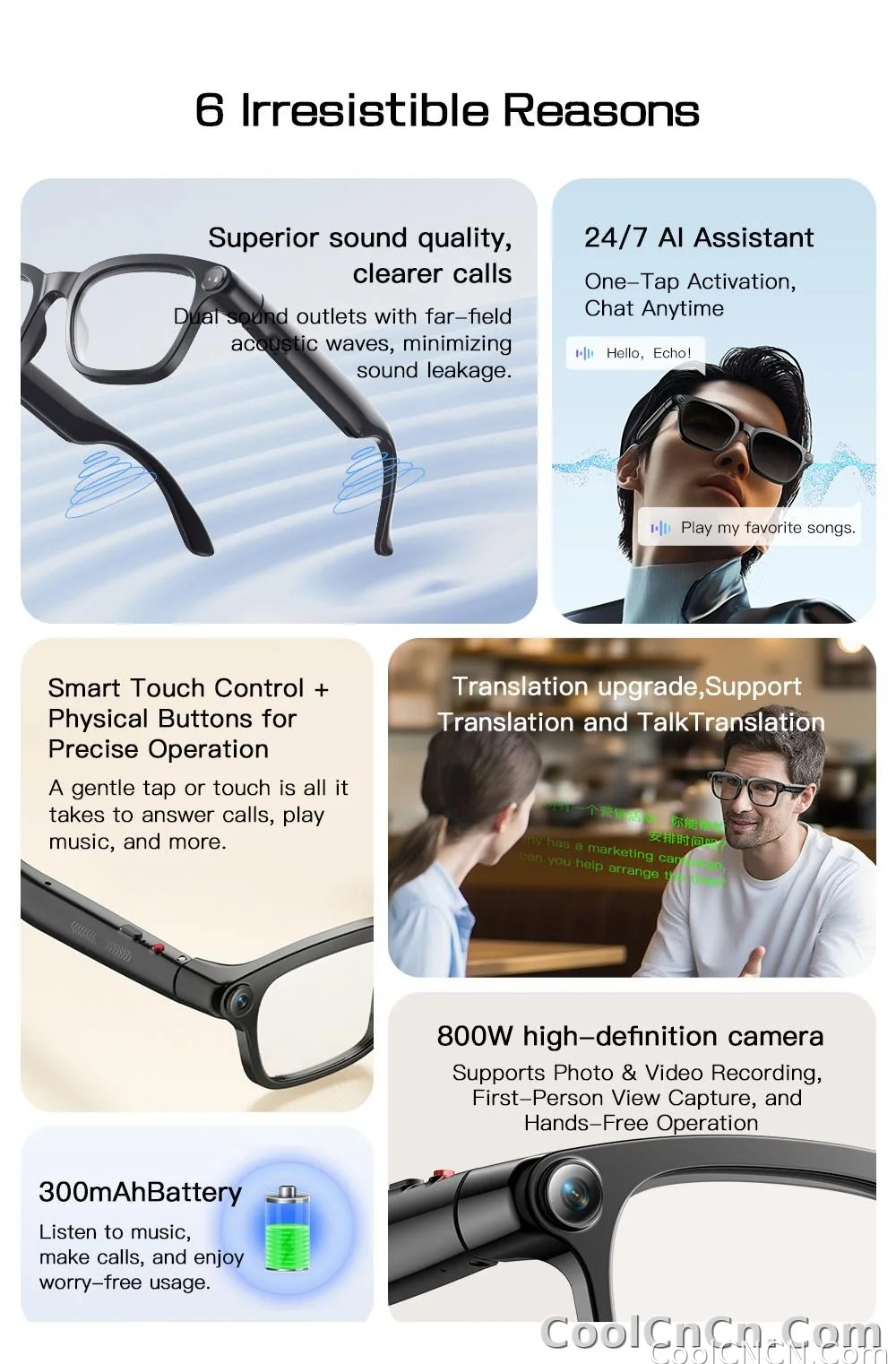 New Business Sports Smart Glasses Men 8MP Anti-shake Camera 100+Language Translation ChatGPT AI Assistant Video POV AI Sunglass - detail