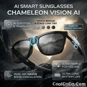 New 2026 Pro Smart Sunglasses Bluetooth AI Voice Assistant Translation HD Audio ENC Dual Mic Touch Color Change IP65 TR90 Frame - view 1