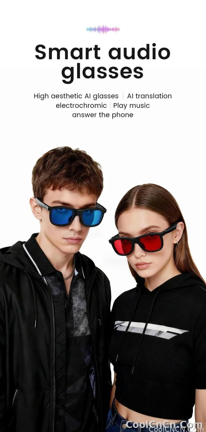 New Pro Smart Audio Sunglasses 2026 AI Translation Q&A Bluetooth HD Sound ENC Dual Mic Touch 4-Speed Color Change IP65 TR90 Men - detail