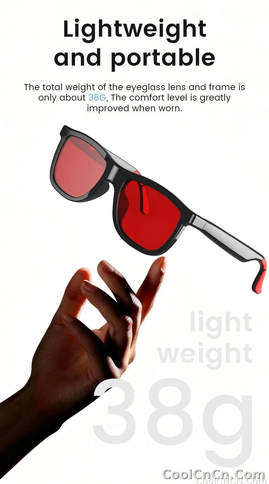 New Pro Smart Audio Sunglasses 2026 AI Translation Q&A Bluetooth HD Sound ENC Dual Mic Touch 4-Speed Color Change IP65 TR90 Men - detail