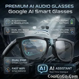 New Pro Smart Audio Sunglasses 2026 AI Translation Q&A Bluetooth HD Sound ENC Dual Mic Touch 4-Speed Color Change IP65 TR90 Men - view 1