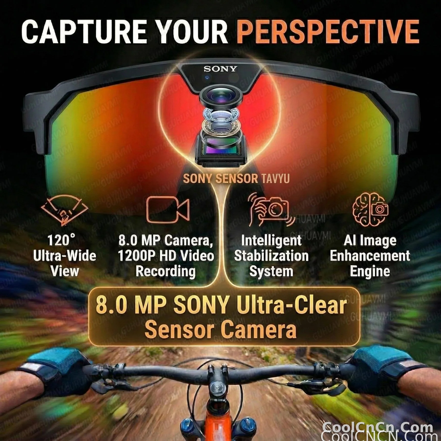 2026 New AI Smart Sports shooting&recording Glasses 800W Camera HD Anti-shake Bicycle Riding Shooting Artifact Windproof Goggles - detail