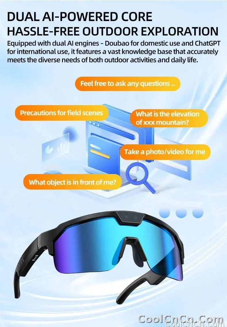 2026 New AI Smart Sports shooting&recording Glasses 800W Camera HD Anti-shake Bicycle Riding Shooting Artifact Windproof Goggles - detail