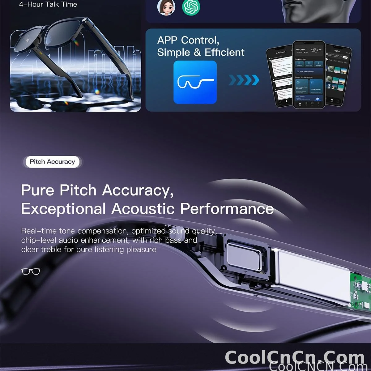 AI Smart Glasses Camera Sunglasses Wireless Bluetooth Touch Call Meeting For Men Real Time Translation Glasses With Camera Music - detail