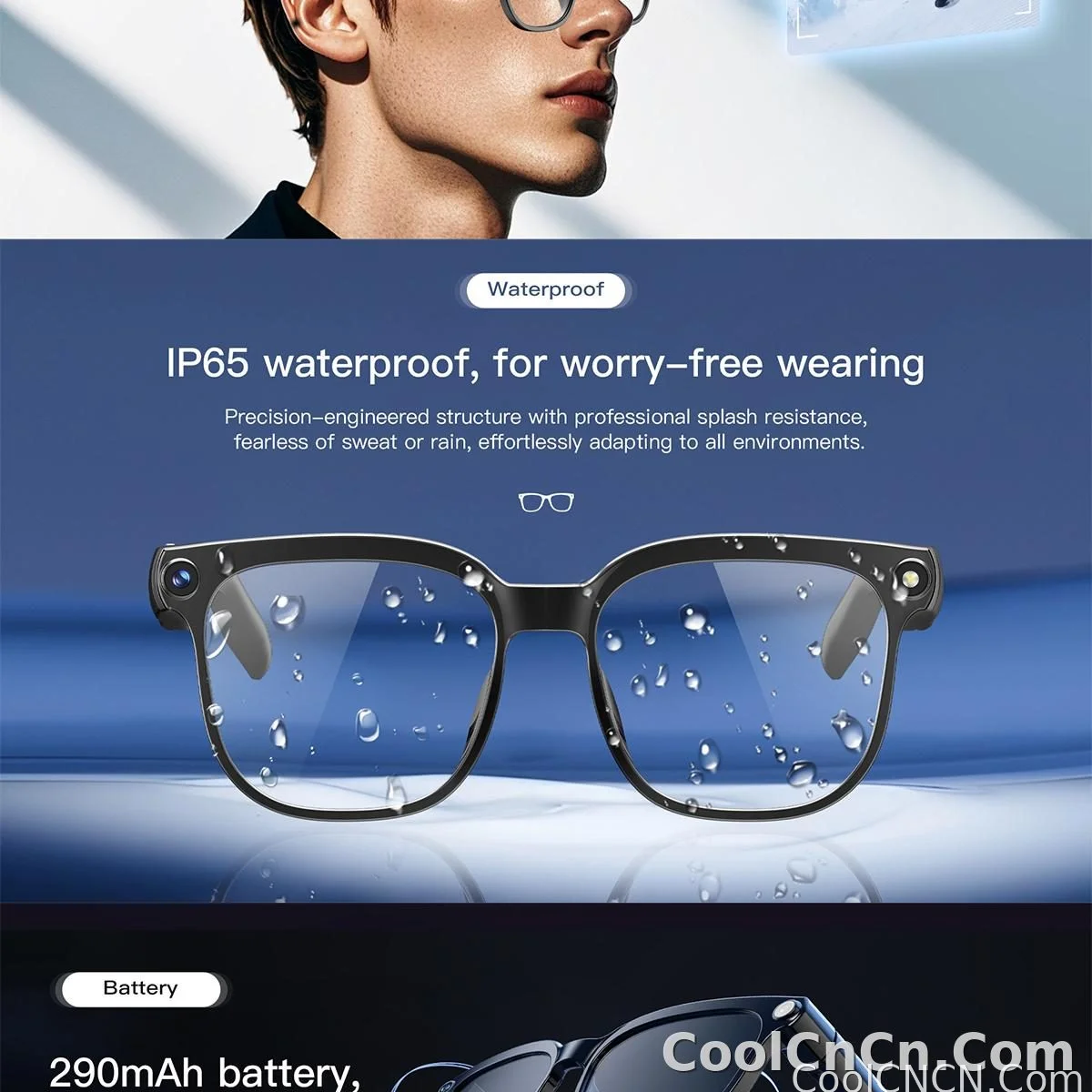 AI Smart Glasses Camera Sunglasses Wireless Bluetooth Touch Call Meeting For Men Real Time Translation Glasses With Camera Music - detail