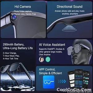 AI Smart Glasses Camera Sunglasses Wireless Bluetooth Touch Call Meeting For Men Real Time Translation Glasses With Camera Music - view 4